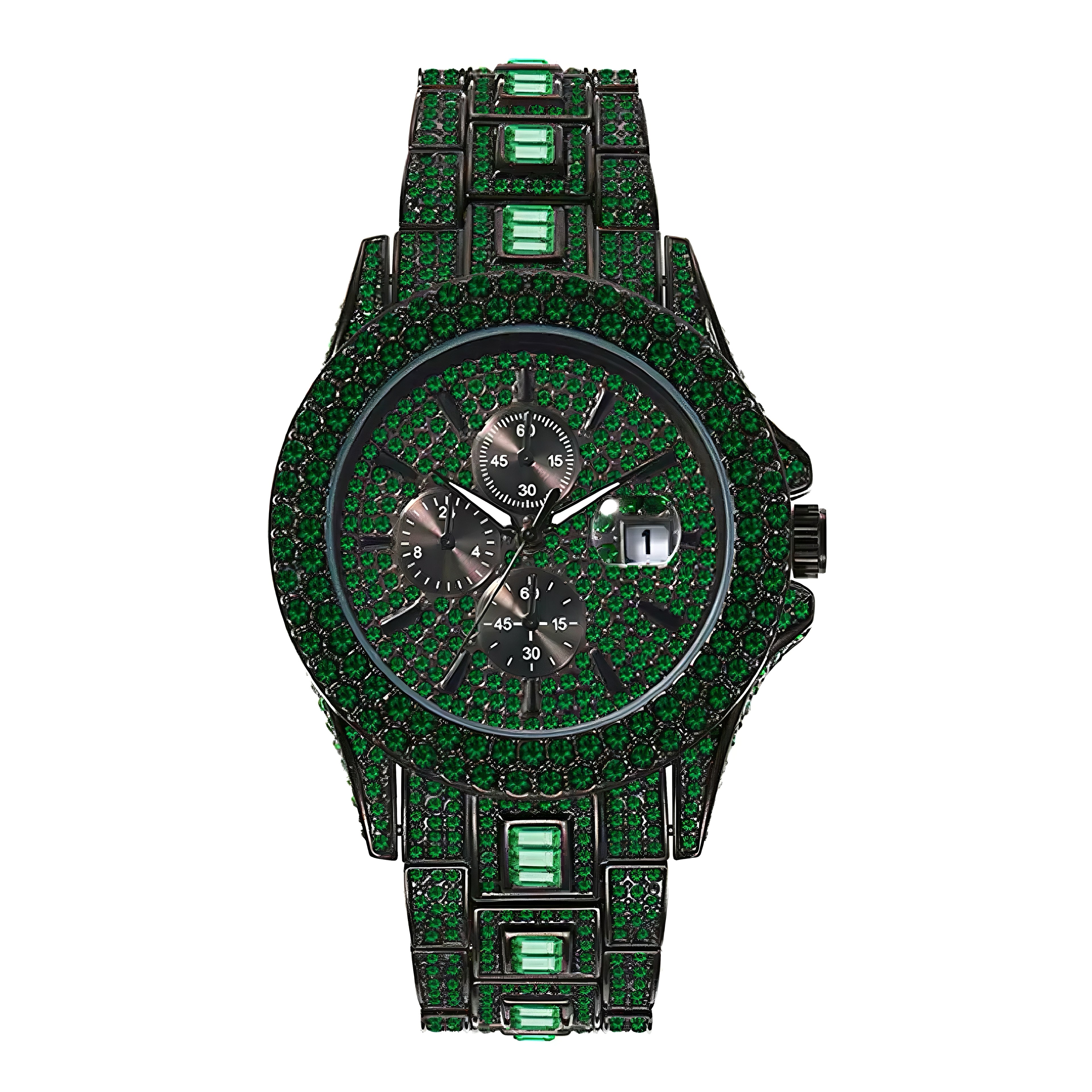 Herren Luxus Automatik Uhr mit Regenbogen-Set Diamanten