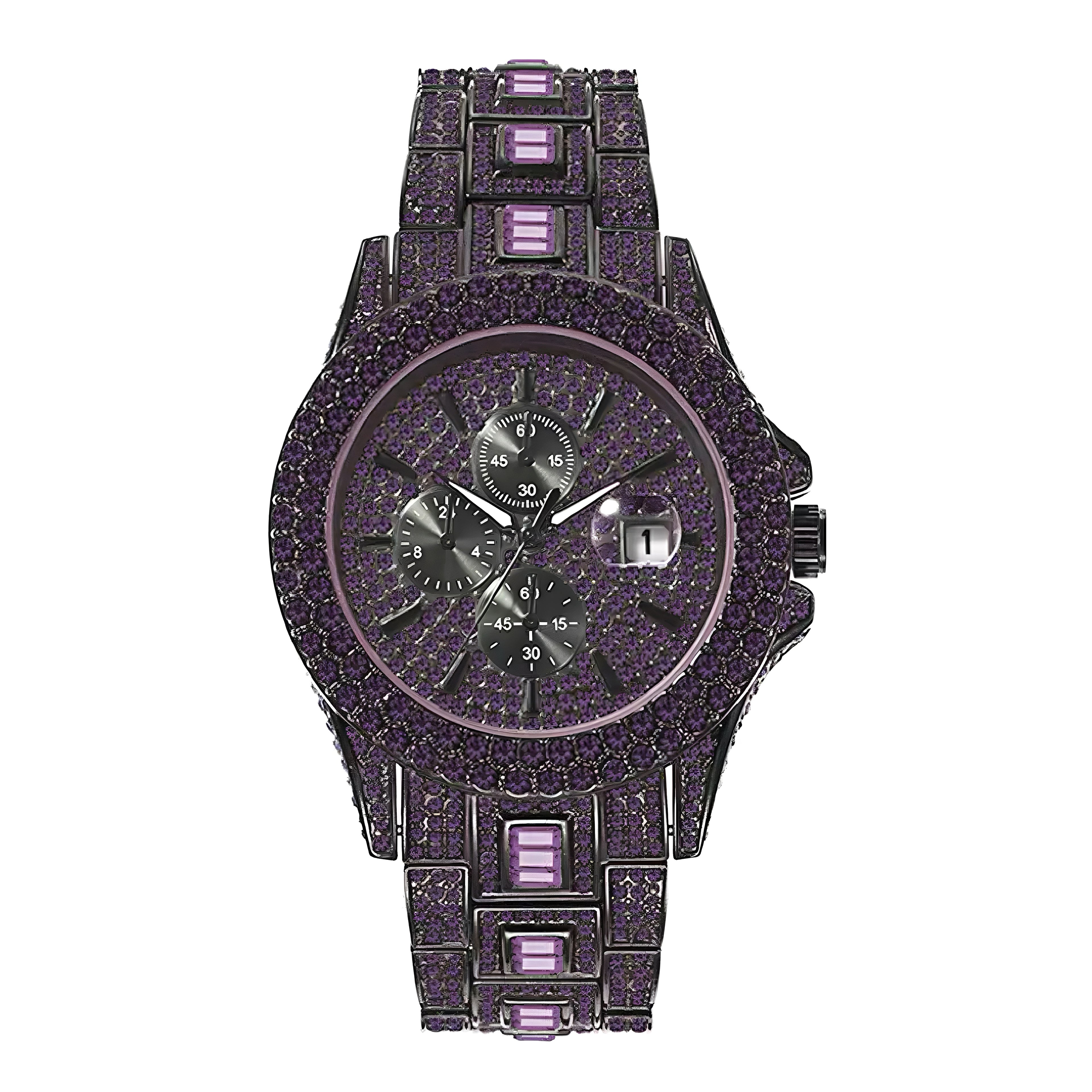 Herren Luxus Automatik Uhr mit Regenbogen-Set Diamanten