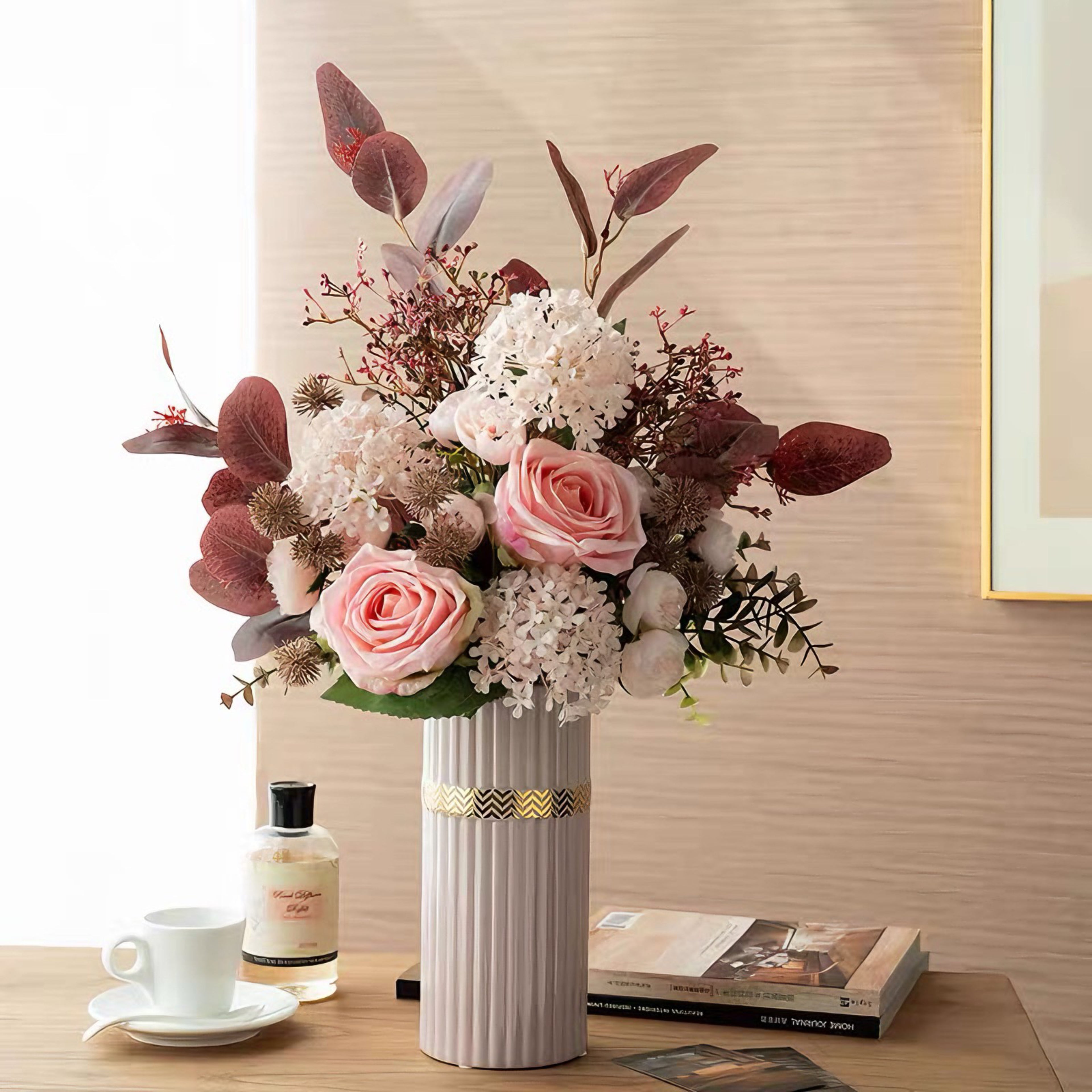Blush Romance Luxe Pink Artisan Artificial Floral Arrangement