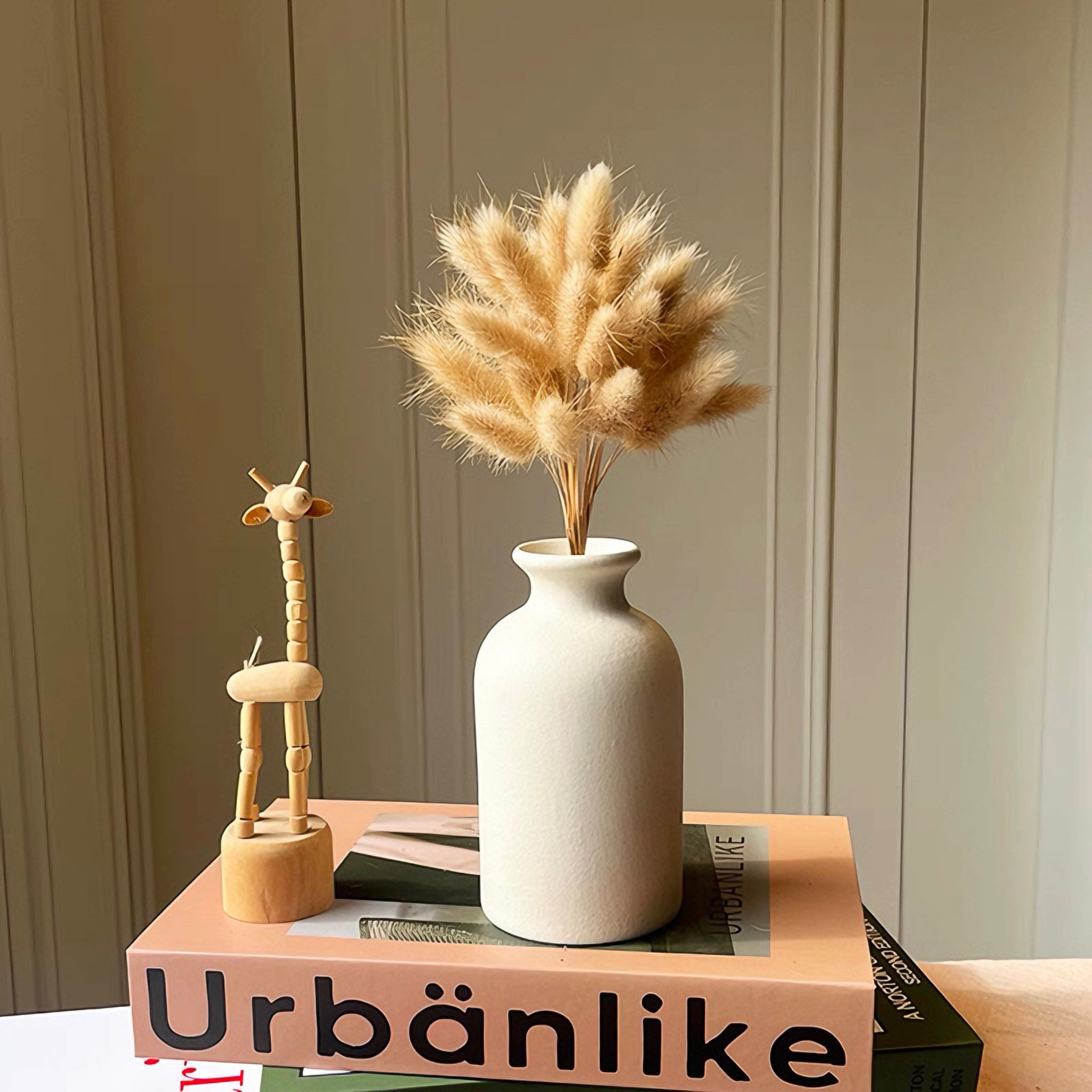 Faux Pampas Grass & Blossom Neutral Artisan Arrangement