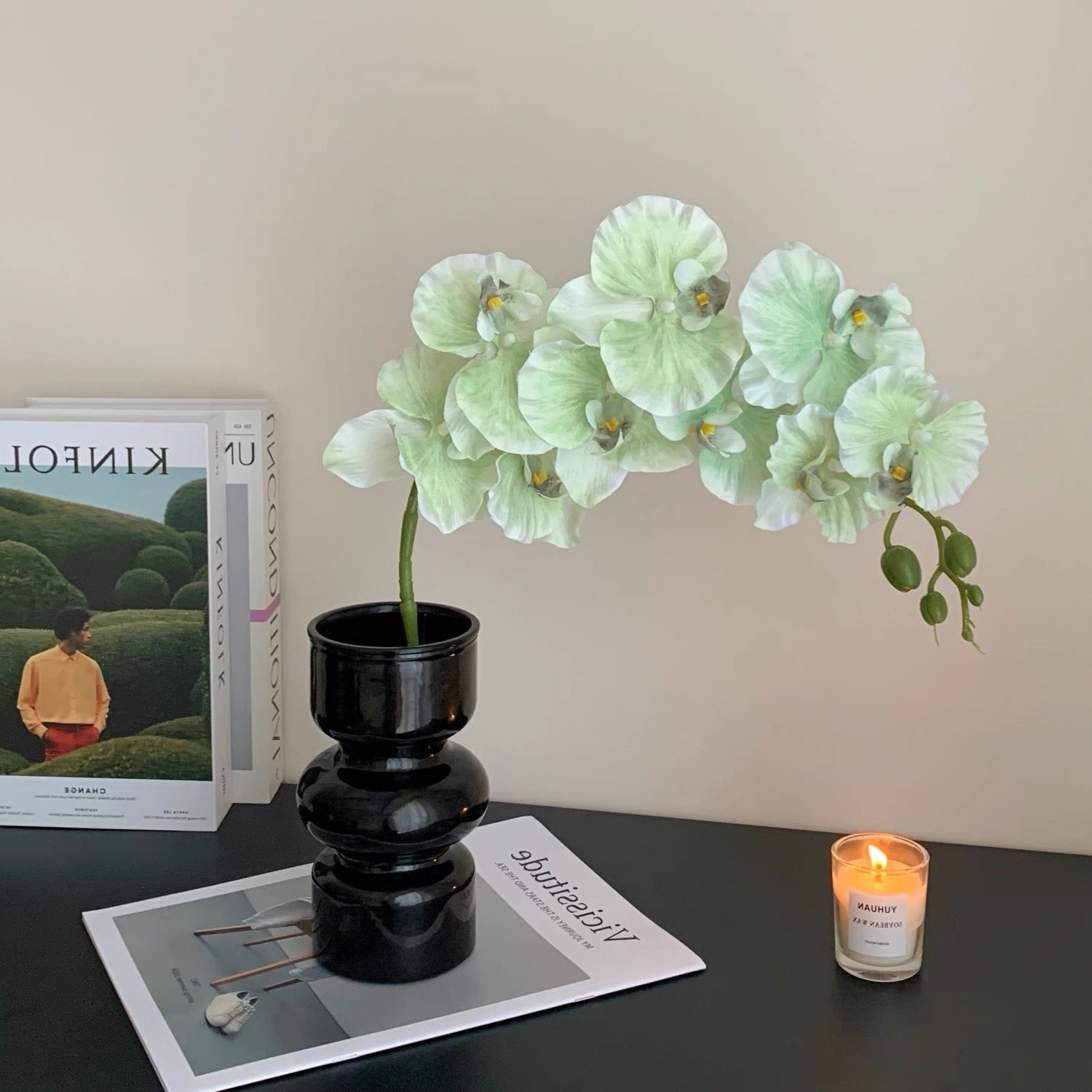 Lavender Orchid Elegance Artisan Faux Floral Arrangement