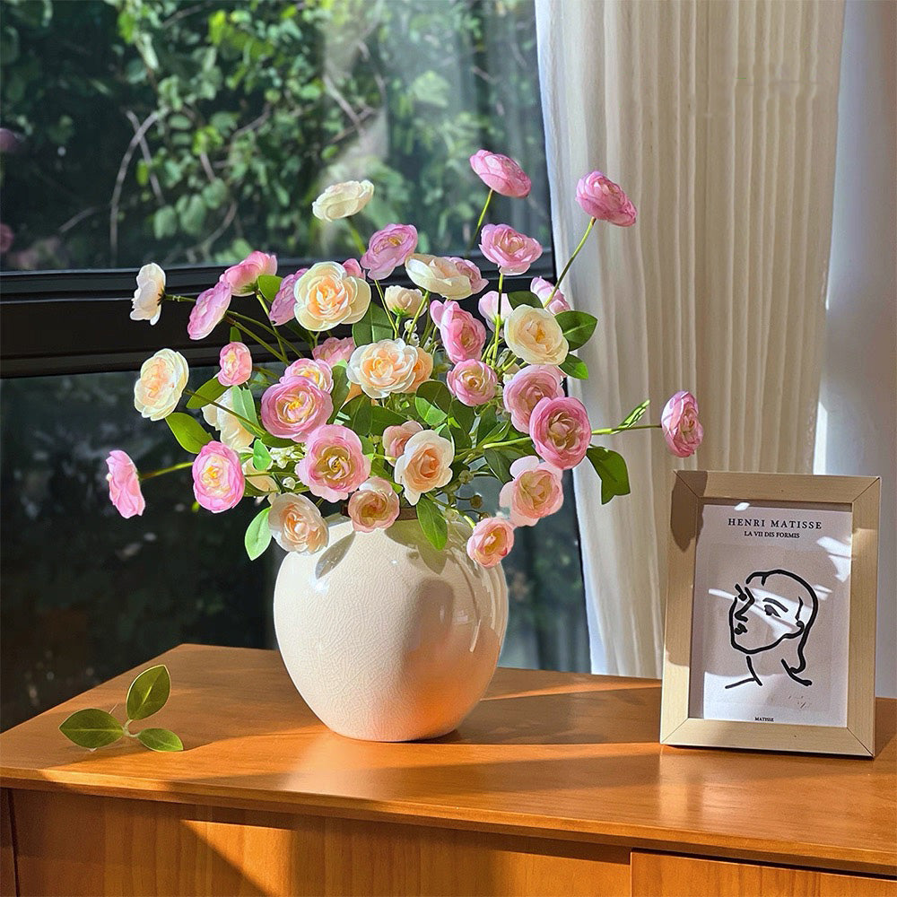 Champagne Blush Ranunculus Elegance Faux Floral Arrangement