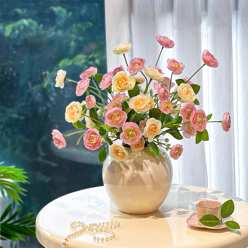 Champagne Blush Ranunculus Elegance Faux Floral Arrangement