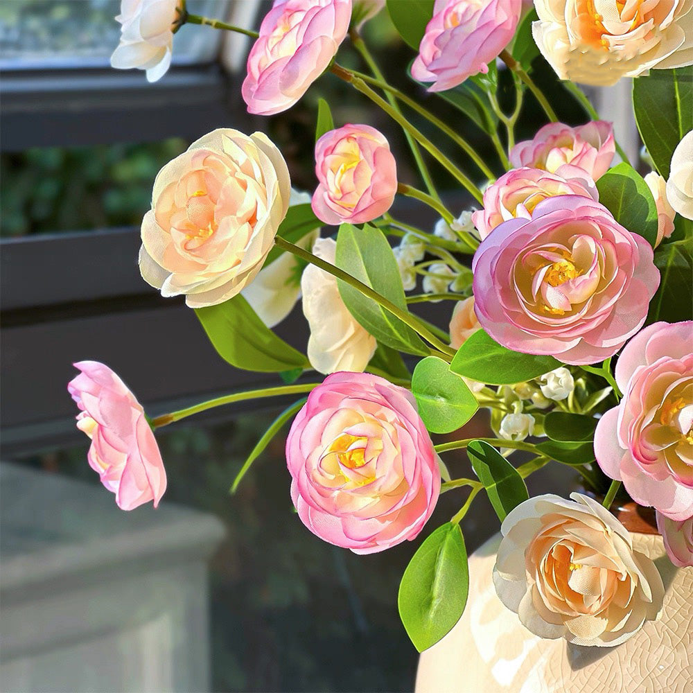 Champagne Blush Ranunculus Elegance Faux Floral Arrangement