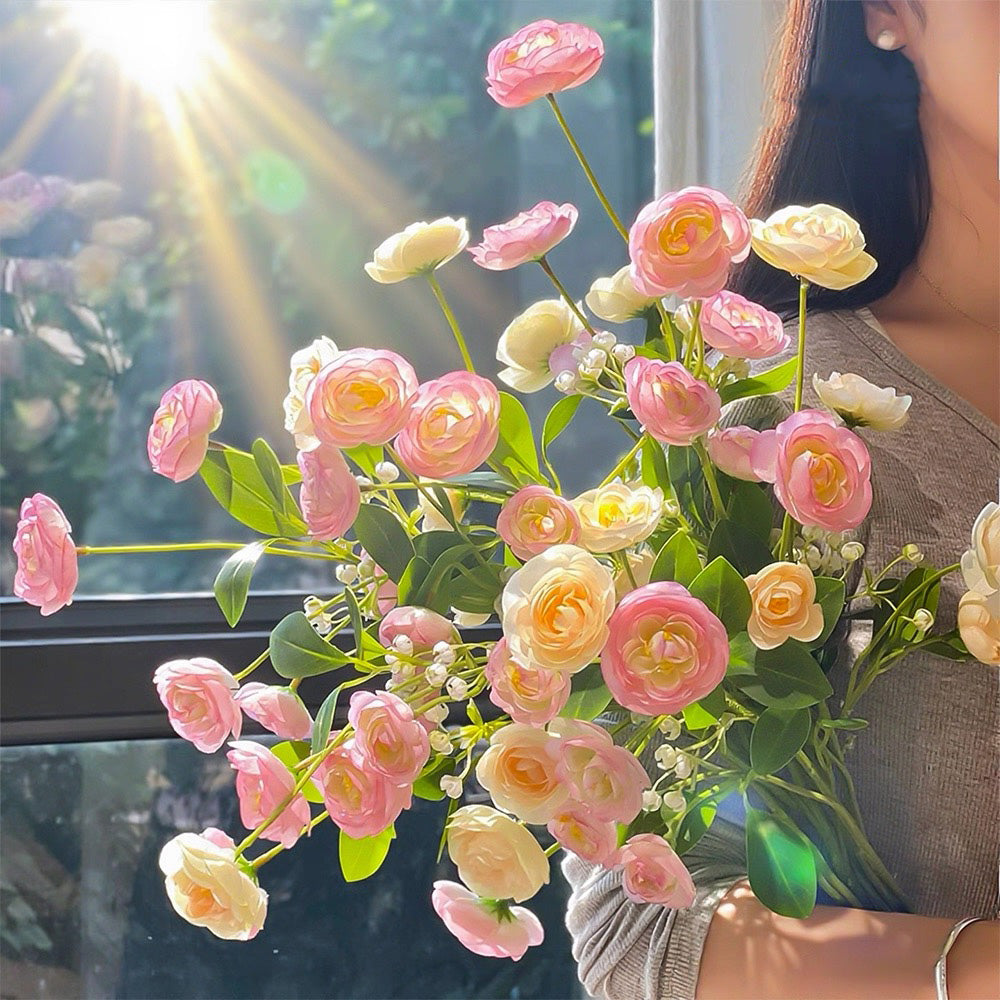 Champagne Blush Ranunculus Elegance Faux Floral Arrangement