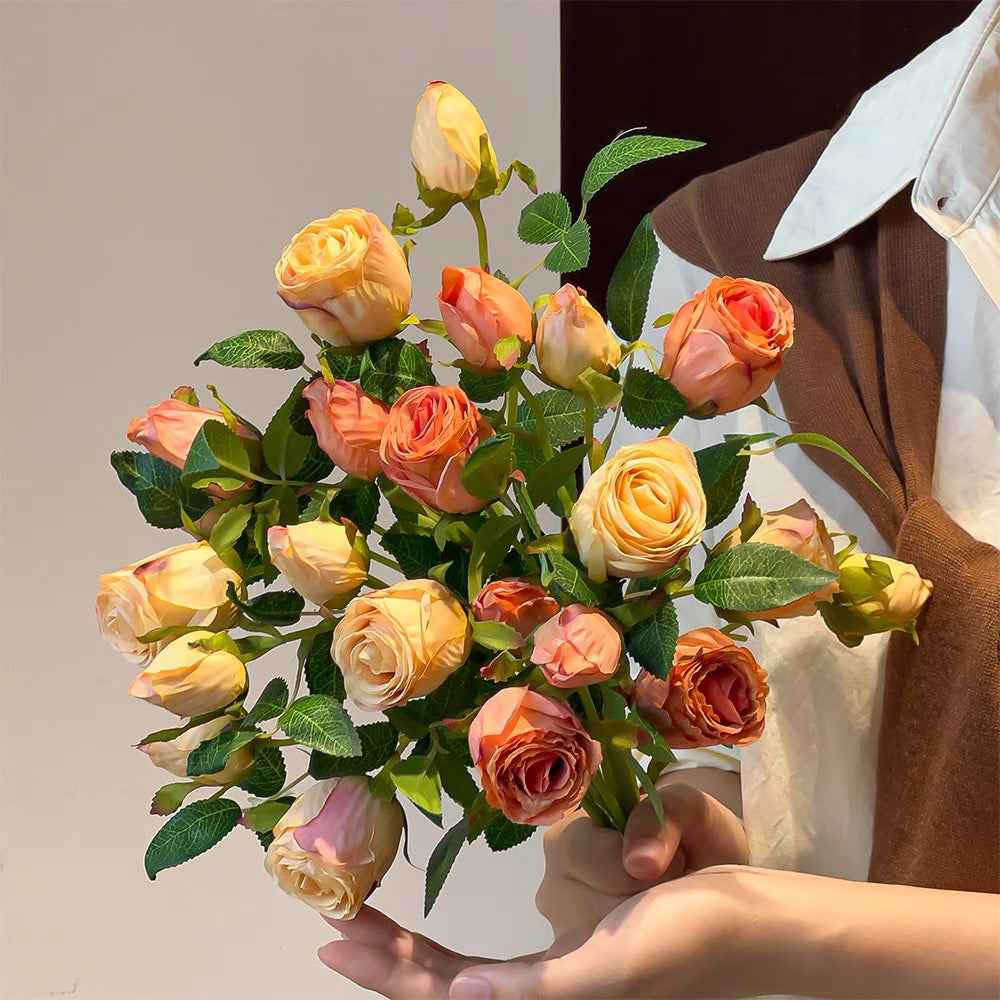 Vintage Oil-Paint Rose Elegance Faux Floral Arrangement