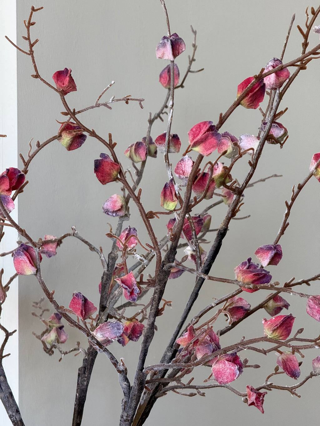 Vintage Crimson Botanical Branch Faux Floral Arrangement
