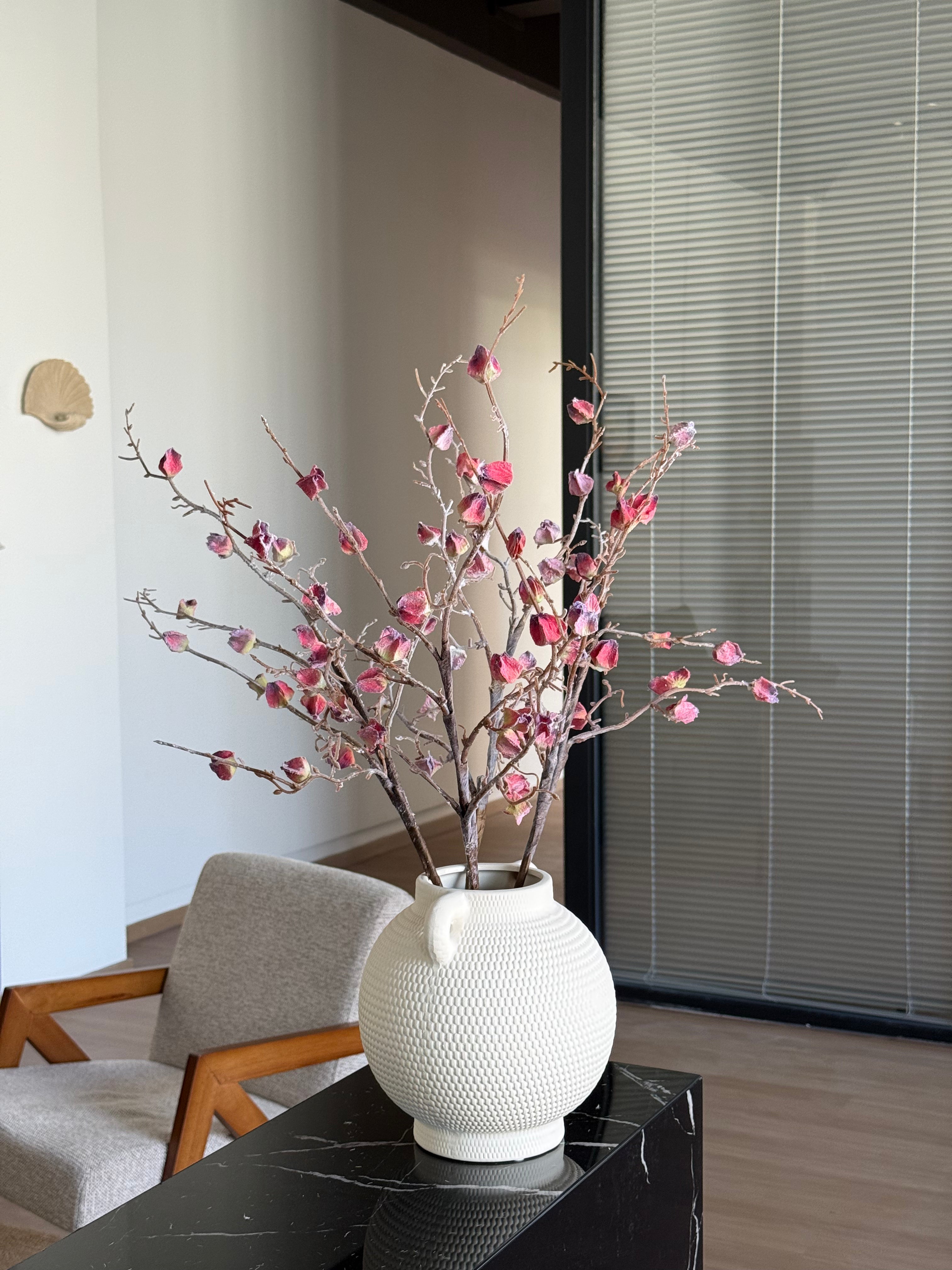 Vintage Crimson Botanical Branch Faux Floral Arrangement