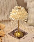 Luxury French Ruffled Satin Shade Table Lamp with Brushed Gold Base