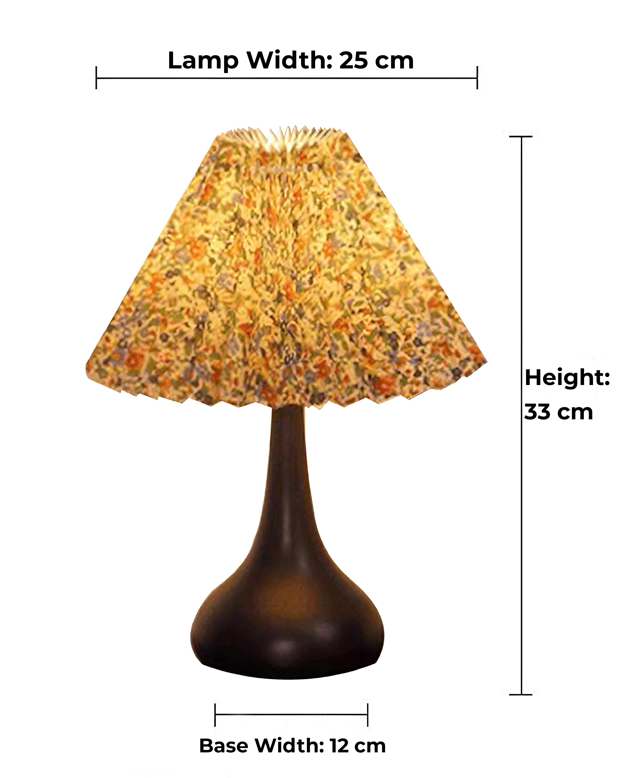 Vintage Floral Pleated Fabric Table Lamp with Teardrop Ceramic Base
