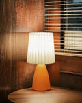 Nordic Retro Pleated Fabric Table Lamp with Amber Ceramic Base