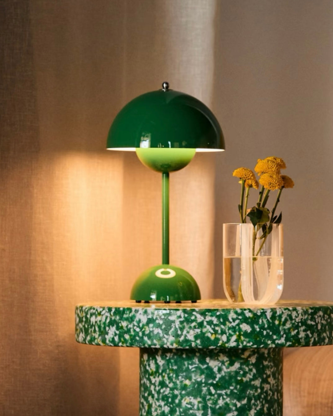 Modern Minimalist Dome Metal Table Lamp with Solid Color Base