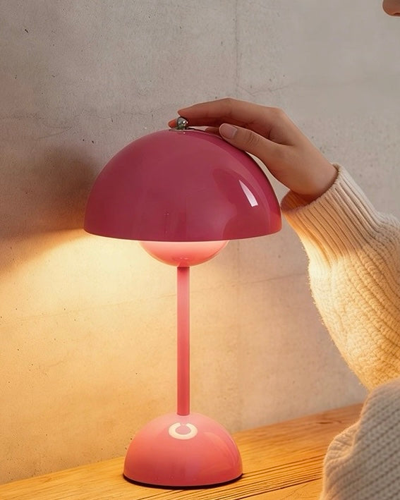 Modern Minimalist Dome Metal Table Lamp with Solid Color Base