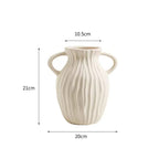 Double Handled Textured Vase - White