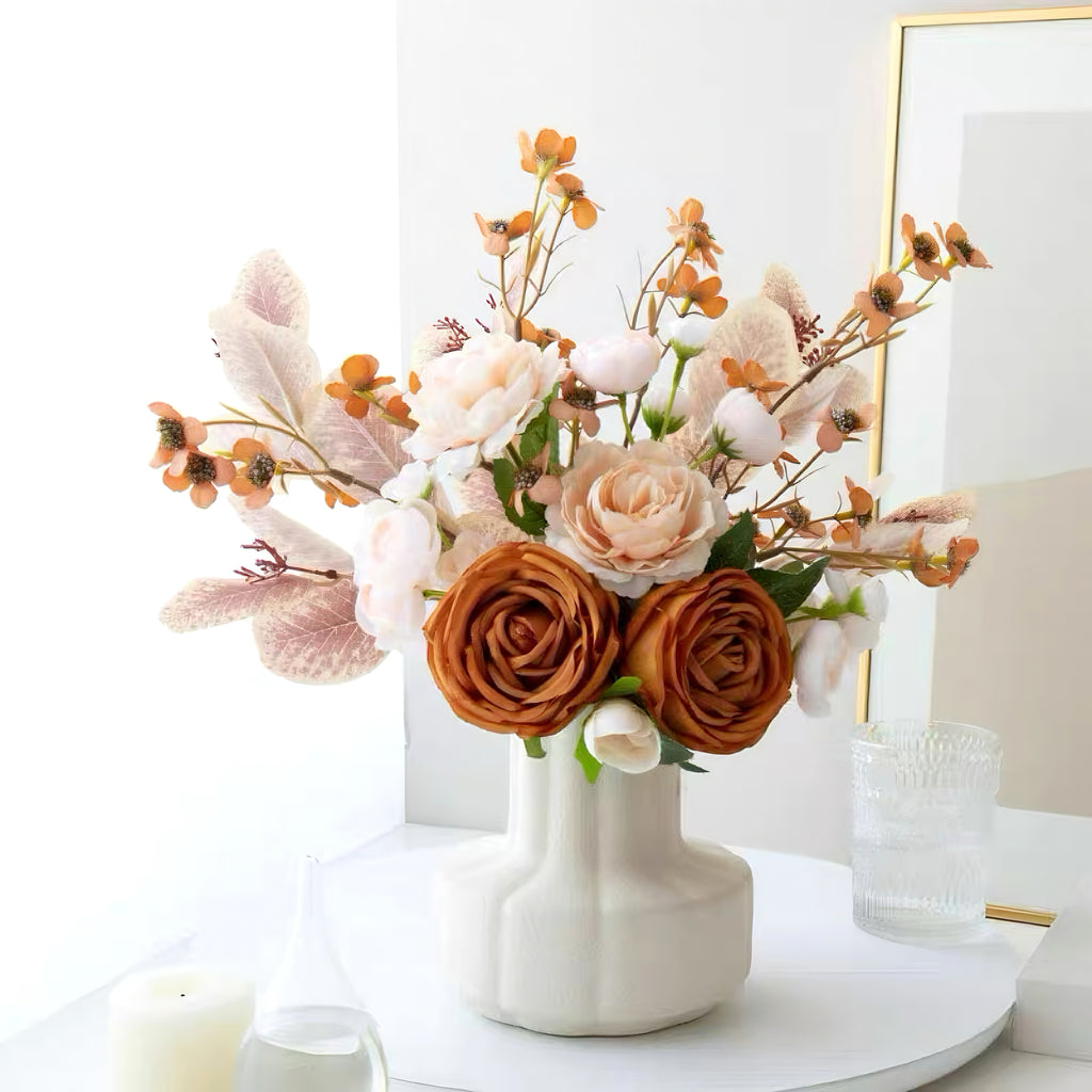 Textured Ribbed Vase - Creamy White