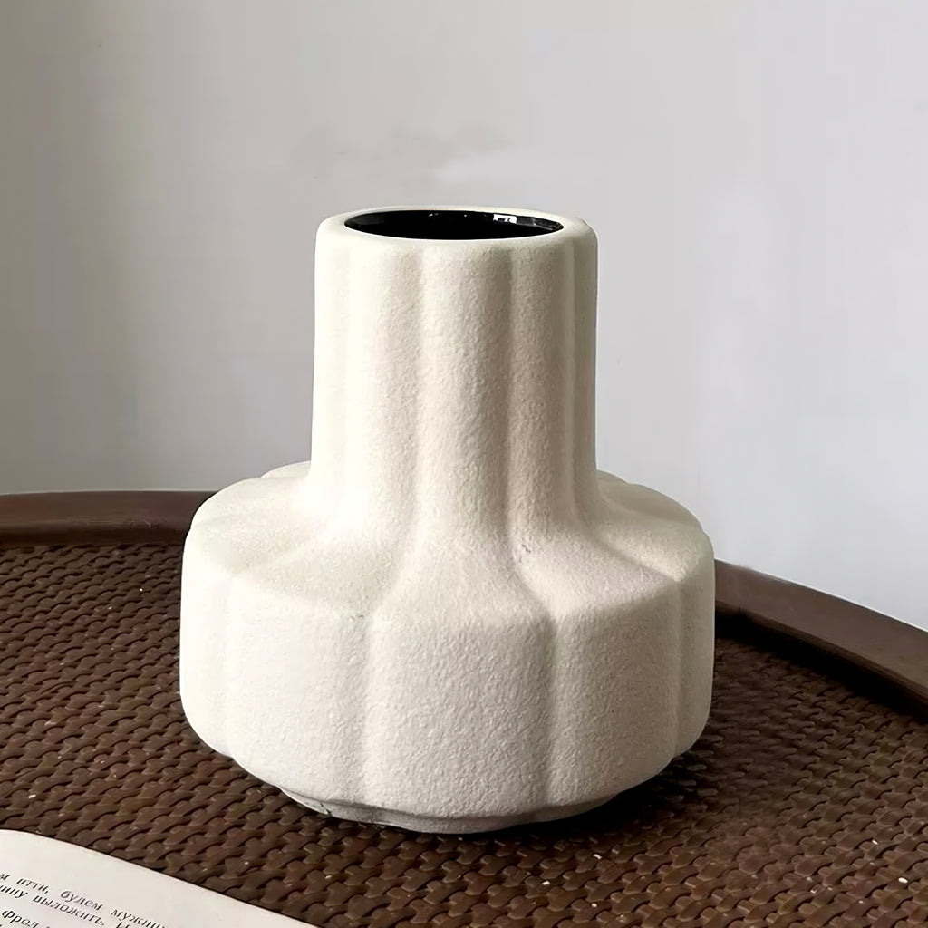 Textured Ribbed Vase - Creamy White