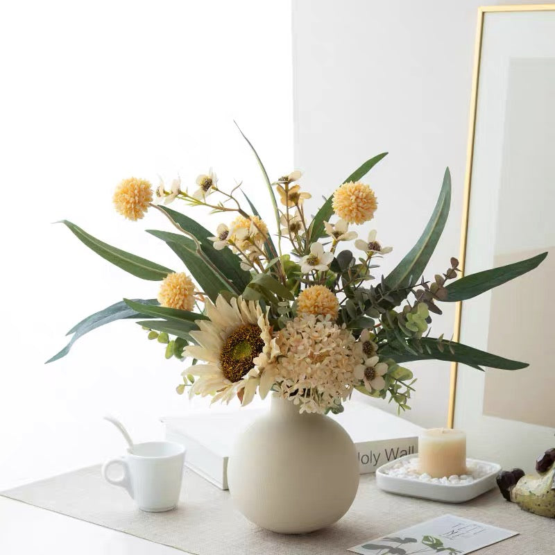 Rustic Charm Artificial Floral Arrangement - Creamy Hues