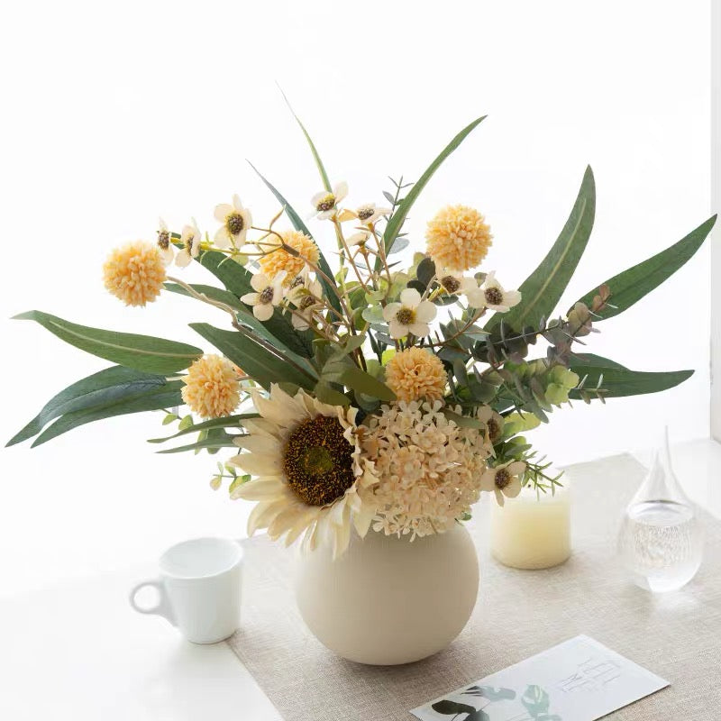 Rustic Charm Artificial Floral Arrangement - Creamy Hues