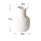 Textured Beige Ceramic Vase - White