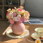 Faux Blush Arrangement - Pink & Cream （Vase Included)