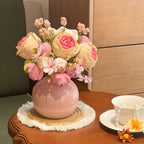 Faux Blush Arrangement - Pink & Cream （Vase Included)