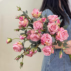 Faux Floral Arrangement - Pink Rose & Greenery (4 Stems)