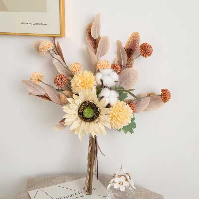 Faux Floral Arrangement - Sunflower & Autumn Blooms