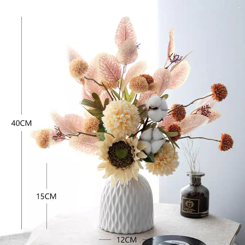 Faux Floral Arrangement - Sunflower & Autumn Blooms