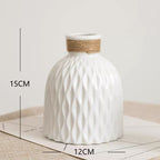 Rope Trimmed Textured Vase - White