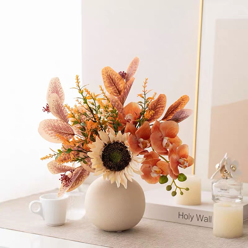 Faux Autumn Arrangement - Sunflower & Autumn Blooms