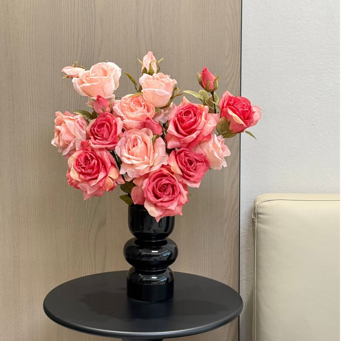 Blush & Coral Rose Bouquet Faux Floral Arrangement