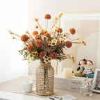 Faux Floral Arrangement - Orange PomPom & Cream Flower