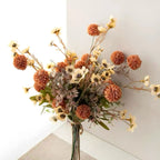 Faux Floral Arrangement - Orange PomPom & Cream Flower