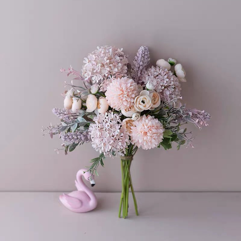Faux Floral Arrangement - Pink & Purple Mixed Blooms