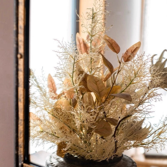 Faux Floral Arrangement - Neutral Tones Protea & Foliage