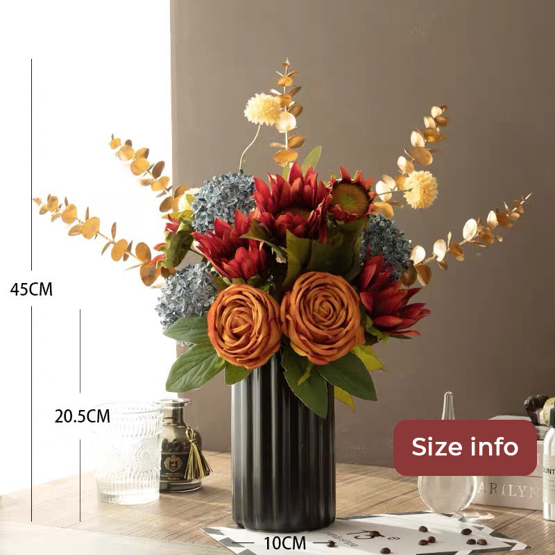 Faux Rose Arrangement - Autumn - Hued Mixed Blooms