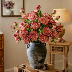 Elegant Faux Floral Arrangement - Pink Rose & Greenery