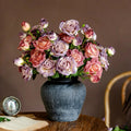 Vintage Hued Pink and Lavender Rose Faux Floral Arrangement