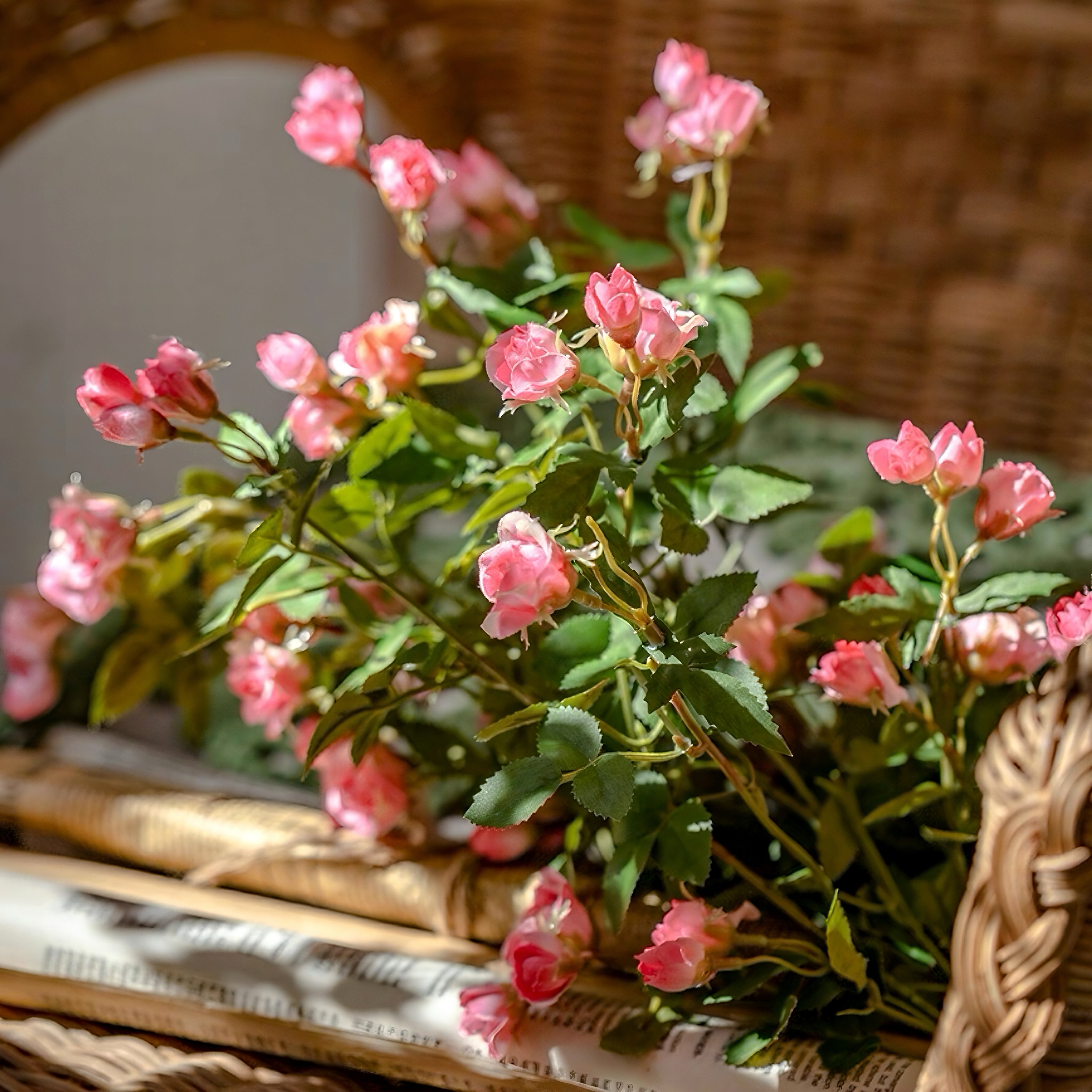 Rustic Elegance Blush & Coral Rose Faux Floral Arrangement