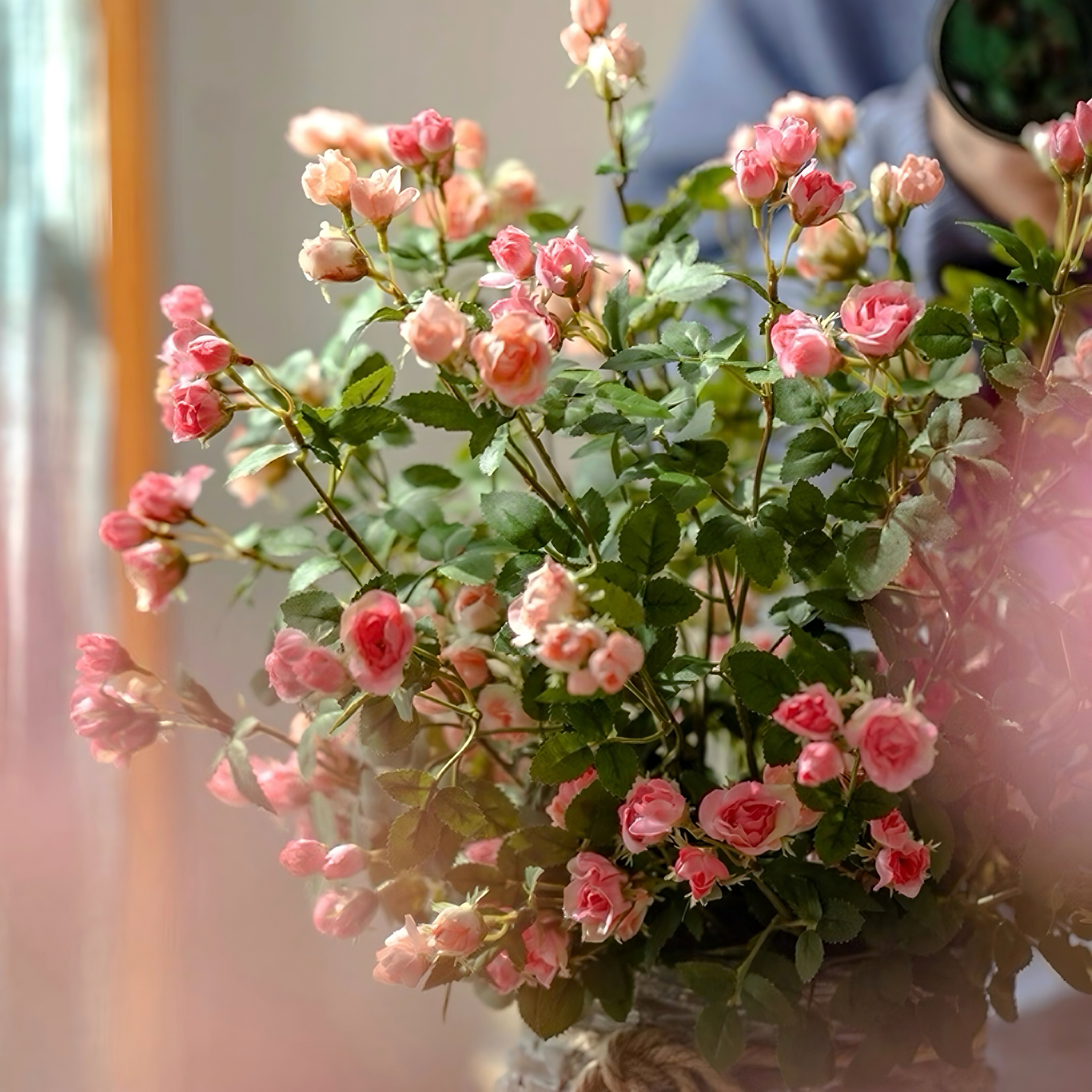 Rustic Elegance Blush & Coral Rose Faux Floral Arrangement