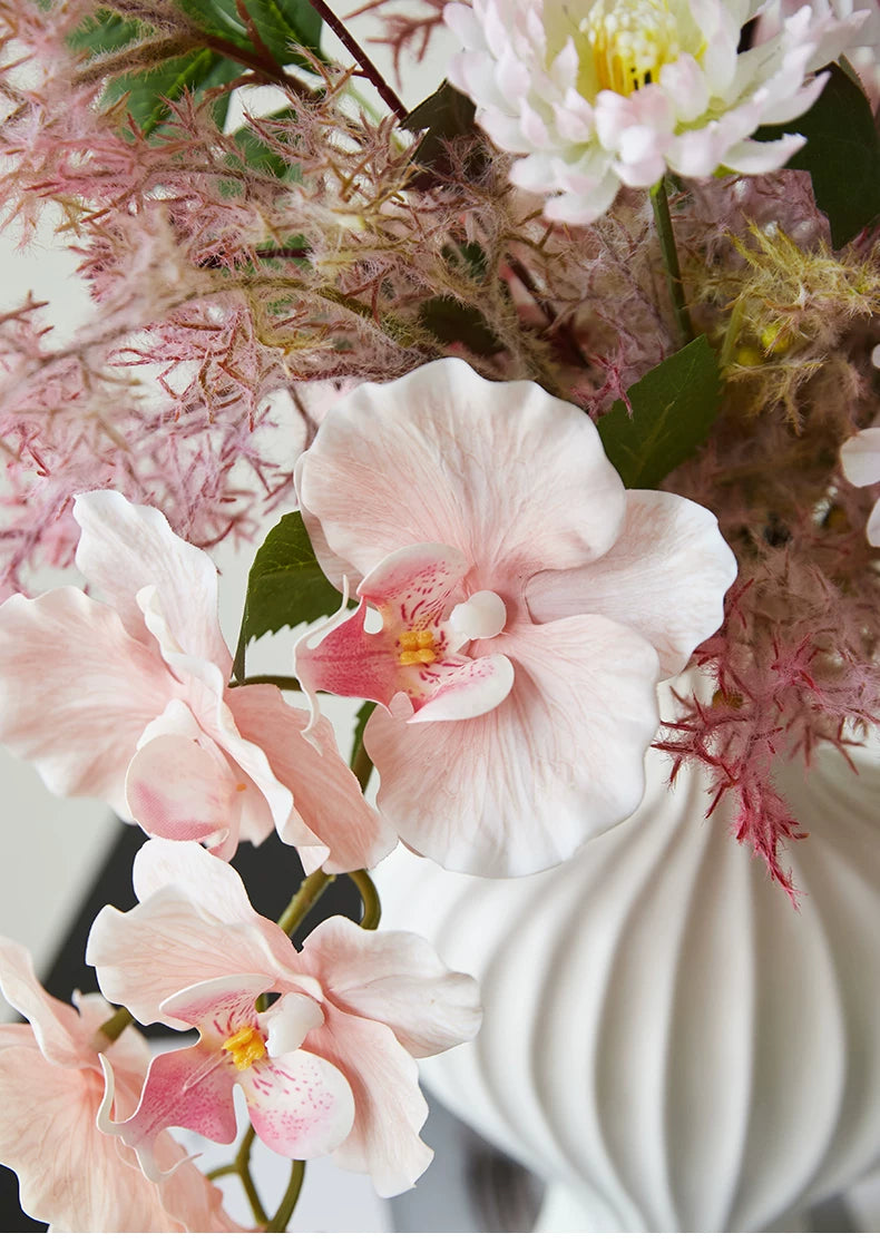 Misty Blush Wabi-Sabi Vase Faux Floral Arrangement