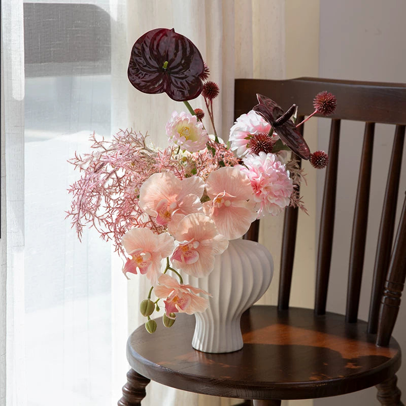 Misty Blush Wabi-Sabi Vase Faux Floral Arrangement