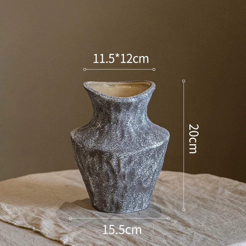 Wabi-Sabi Textured Charcoal Ceramic Artisanal Vase
