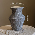 Wabi-Sabi Textured Charcoal Ceramic Artisanal Vase