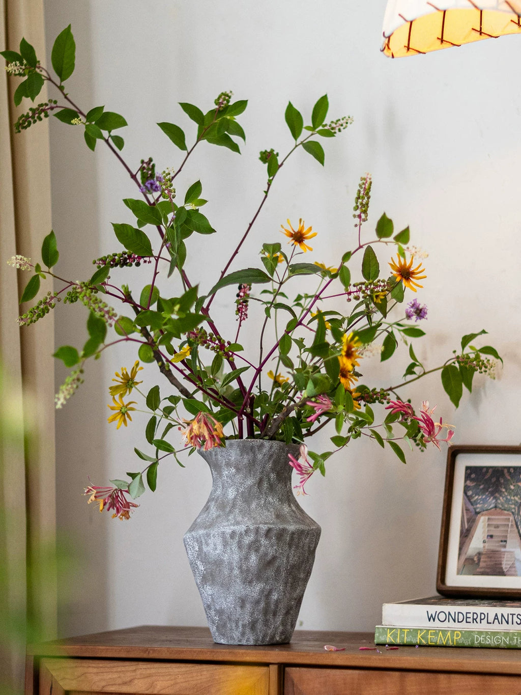 Wabi-Sabi Textured Charcoal Ceramic Artisanal Vase