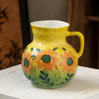 Hand-painted Sunflower Ceramic Pitcher Vase