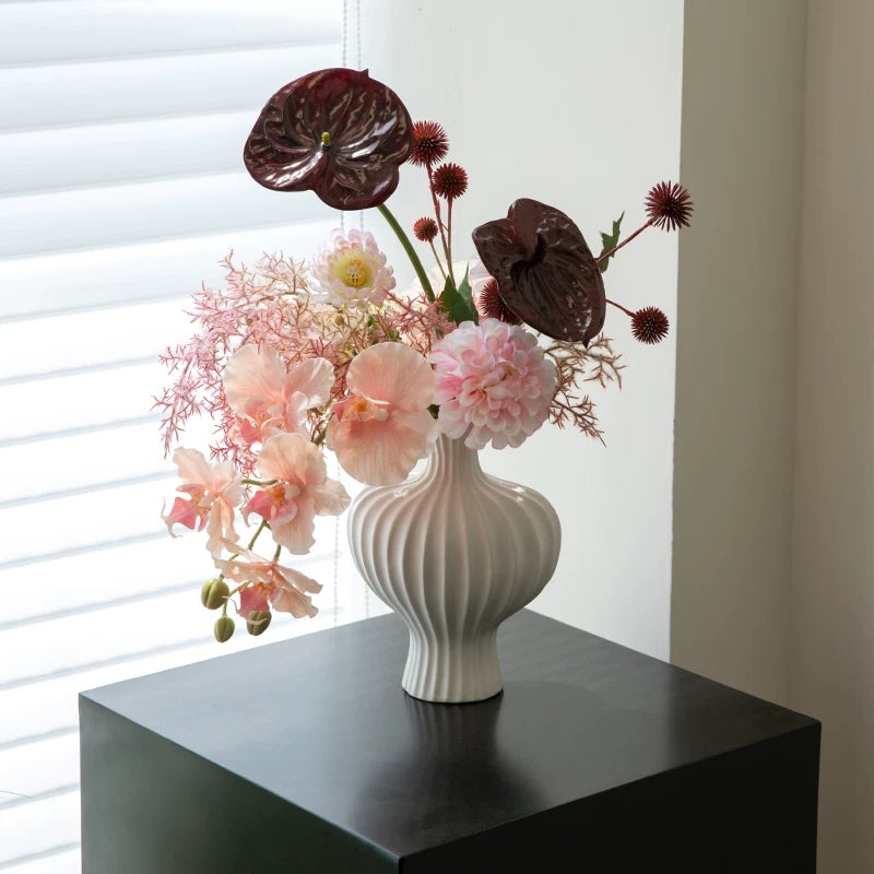 Misty Blush Wabi-Sabi Vase Faux Floral Arrangement