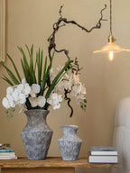 Wabi-Sabi Textured Charcoal Ceramic Artisanal Vase