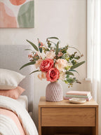 Chic Nordic Dusty Pink Rose & Eucalyptus Artificial Floral Arrangement