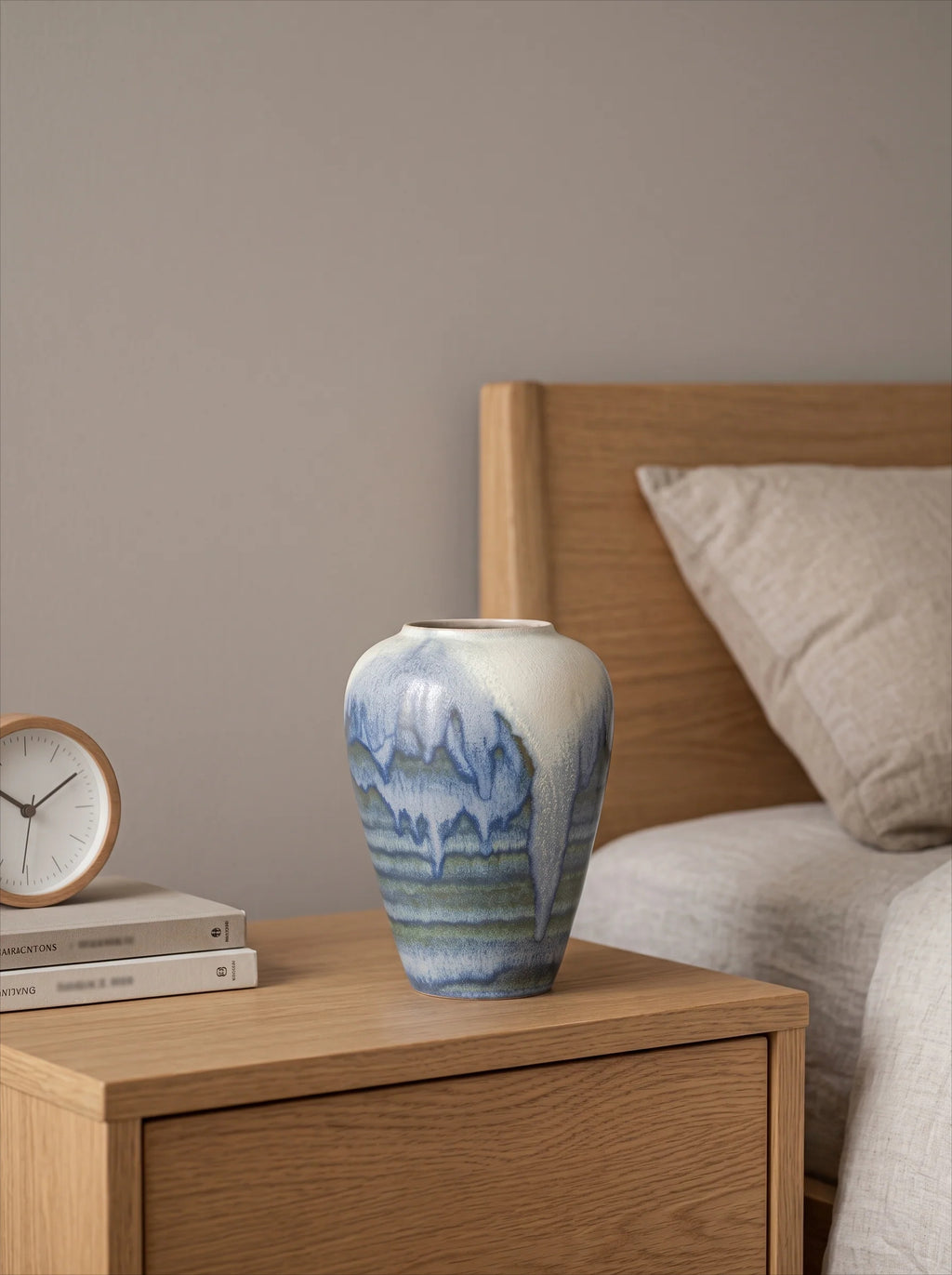 Artisan Blue Reactive Glaze Ceramic Vase